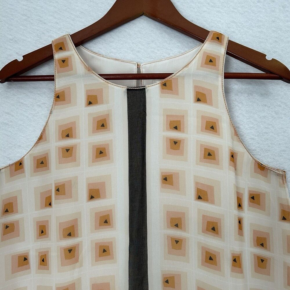 Max Studio Specialty Product Top Women S Black Beige Peach Geometric Vacay Retro - Picture 8 of 13